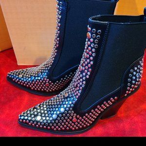 Poti Pati Black Studded Cowboy Bootie Punk/Goth